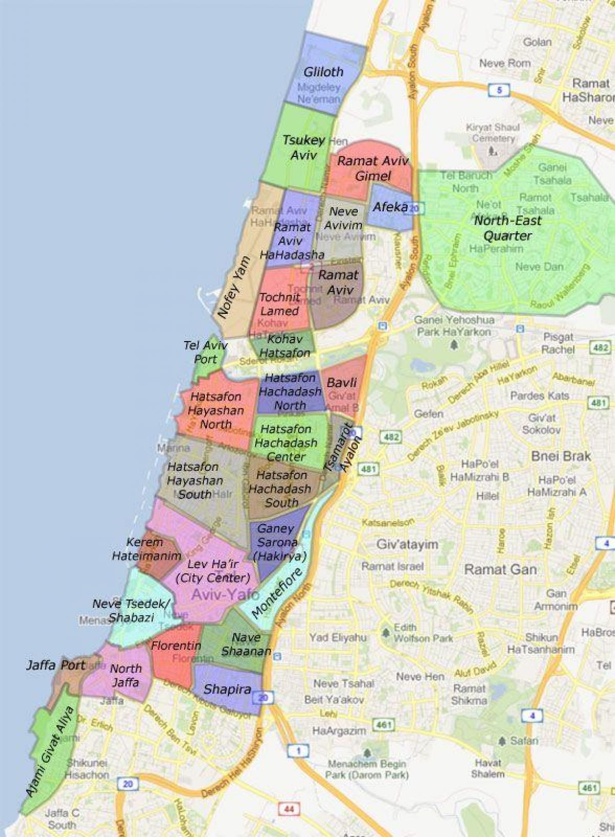 텔아비브의 지역 지도